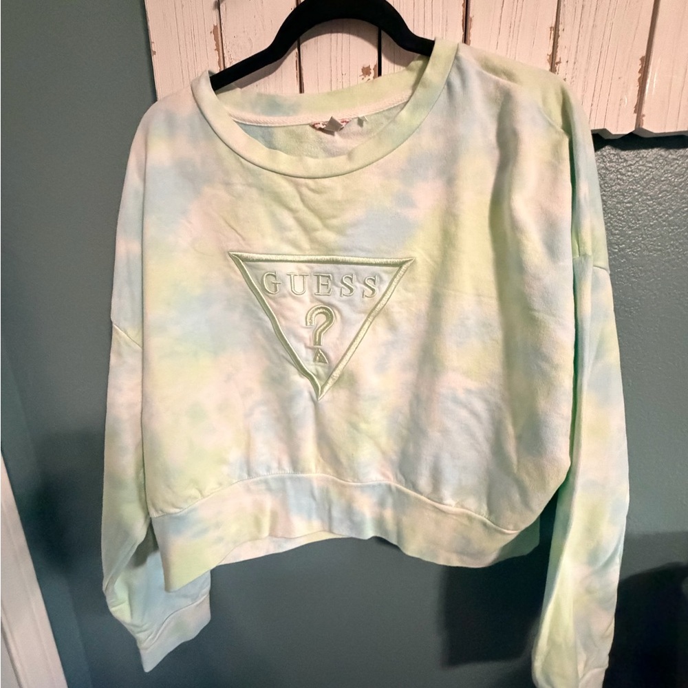 Guess Blue and Green Tie-Dye Sweatshirt
